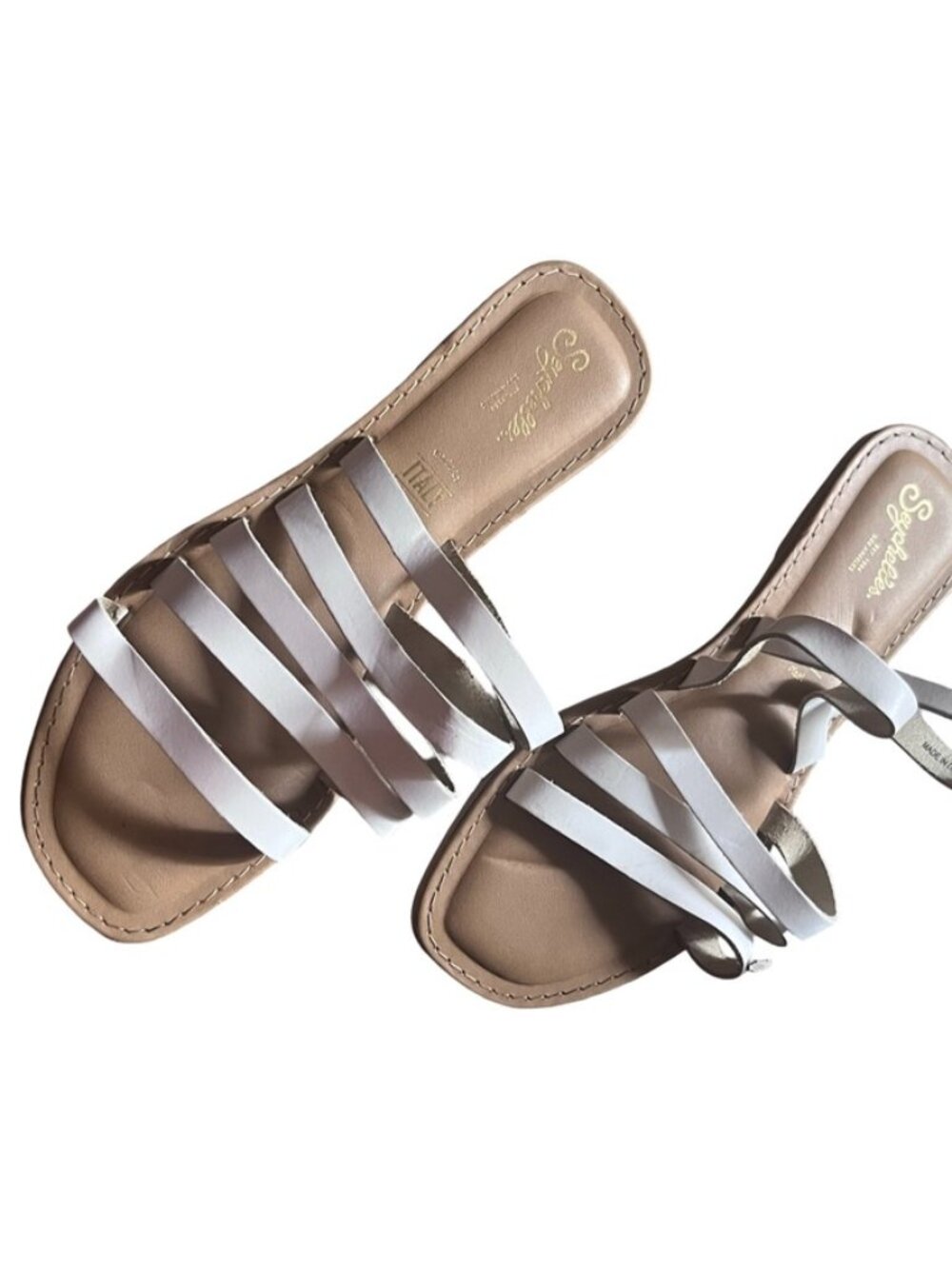 Seychelles White Leather Flat Sandals size 8.5